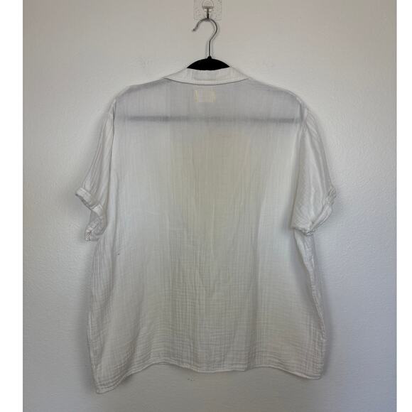 9Seed Resort Thalia Gauzy Cotton Collared V Neck Blouse Small - Picture 3 of 6